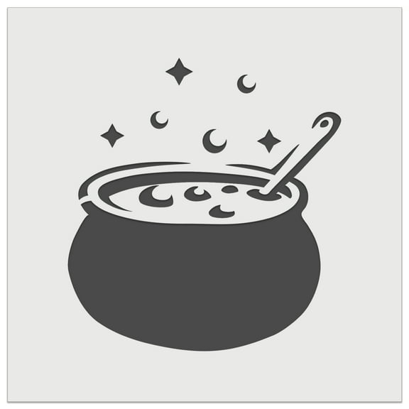 Witch's Bubbling Cauldron Magic Halloween DIY Cookie Wall Craft Stencil - 5.5 Inch