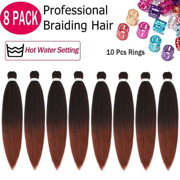 WEIF-Pre Stretched Braiding Hair Long Braid 16 Inch 8 Packs Professional Braiding Hair Extensions Synthetic Crochet Twist Braids (16 Inch, T1B/350)