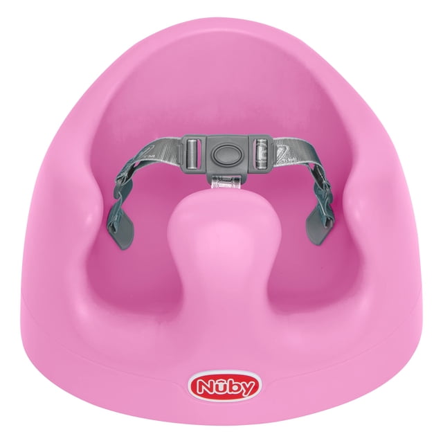 Nuby My Floor Seat - Silla Portátil Para Bebé Con Cojín De Espuma Suave, Arnés De Seguridad Y Diseño De Respaldo Alto - 4+ Meses - Rosa