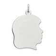thumbnail image 1 of 14K White Gold Plain Large Facing Right Engravable Girl Charm, 1 of 2