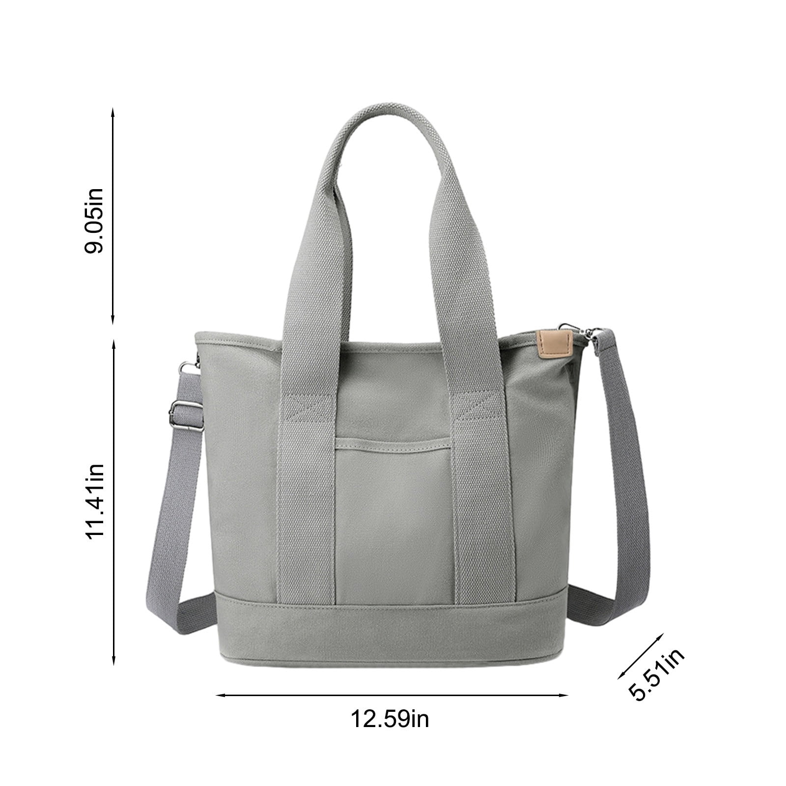 BCZHQQ Multi Pocket Canvas Tote Bag with Zipper,Medium Work Bag