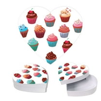 Koyal Wholesale Valentine's Day Heart Shaped Gift Box with Lid, Cupcakes, Reusable Heart Box, 8"x6", 1-Pack
