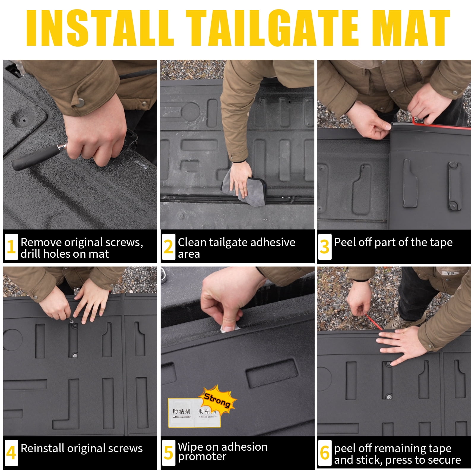 Bomely Tailgate Mat Compatible with 2021-2025 2026 Ford F150 Tailgate Liner TPE with Cargo Net 4'×4' Single Layer Elastic 8 Hooks for 2024 Ford F-150 Accessories