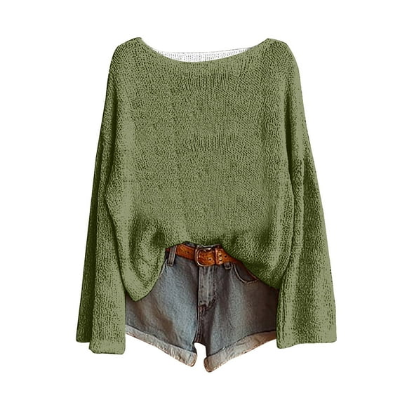ManxiVoo Women's Bohemian Floral Print Knitted Pullover Sweater Long Sleeve Crewneck Blouse Artistic Casual Winter Top S Size Blackish Green