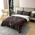 thumbnail image 2 of Erosebridal 100% Natural Cotton Geometric Bedding Set Modern Abstract Art Duvet Cover Stripes Lines Comforter Cover Room Decor Black Red Quilt Cover King Size With 2 Pillowcases, 2 of 6