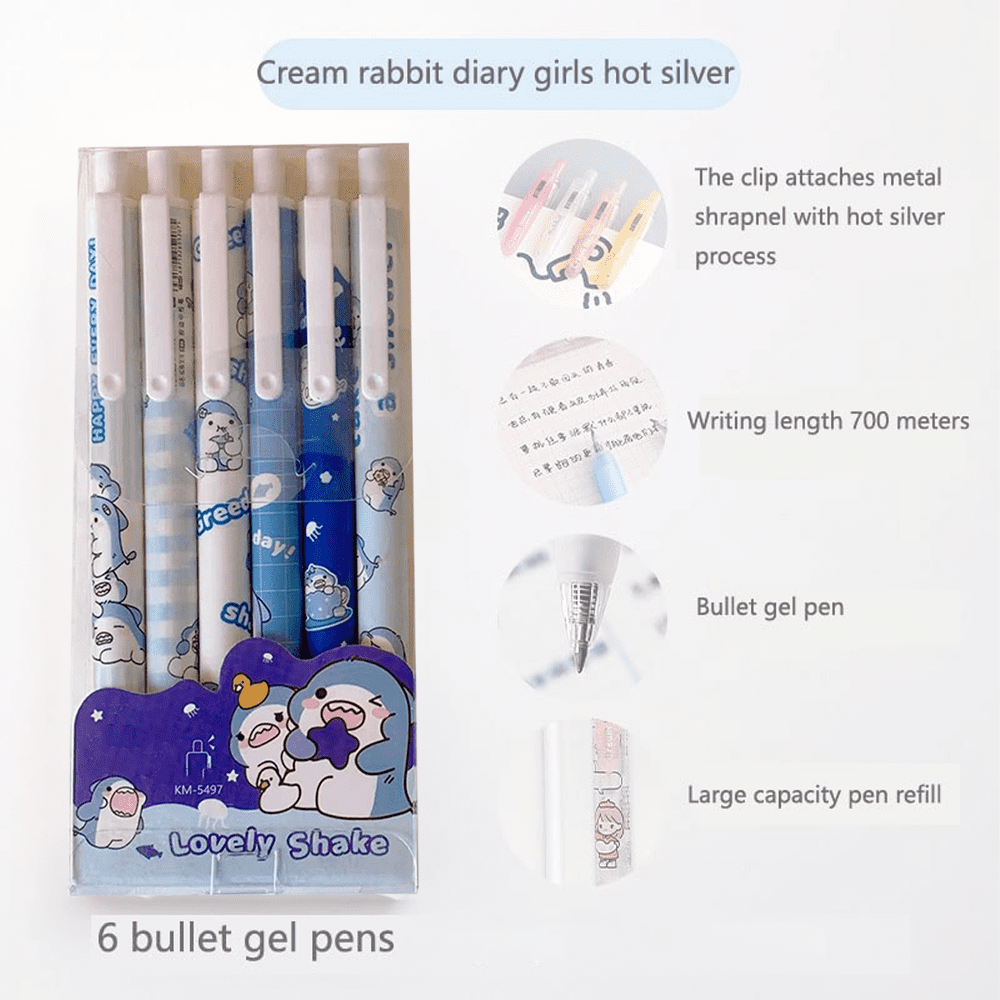 HIPGCC Cute Pens Kawaii Pen Cute Cat Pens 0.5 mm Gel Pens Black Ball Point Pens for School Office Supplies