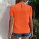 thumbnail image 3 of Blusas de Manga Corta para las Mujeres de la Moda Color Sólido Botón de Verano con Cuello Redondo, Poliéster, 3 of 7