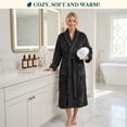 thumbnail image 4 of PAVILIA Plush Robe for Women, Soft Fleece Long Spa Robe, Ladies Bathrobe with Pockets, Warm Fuzzy Housecoat, Black, S/M, 4 of 8