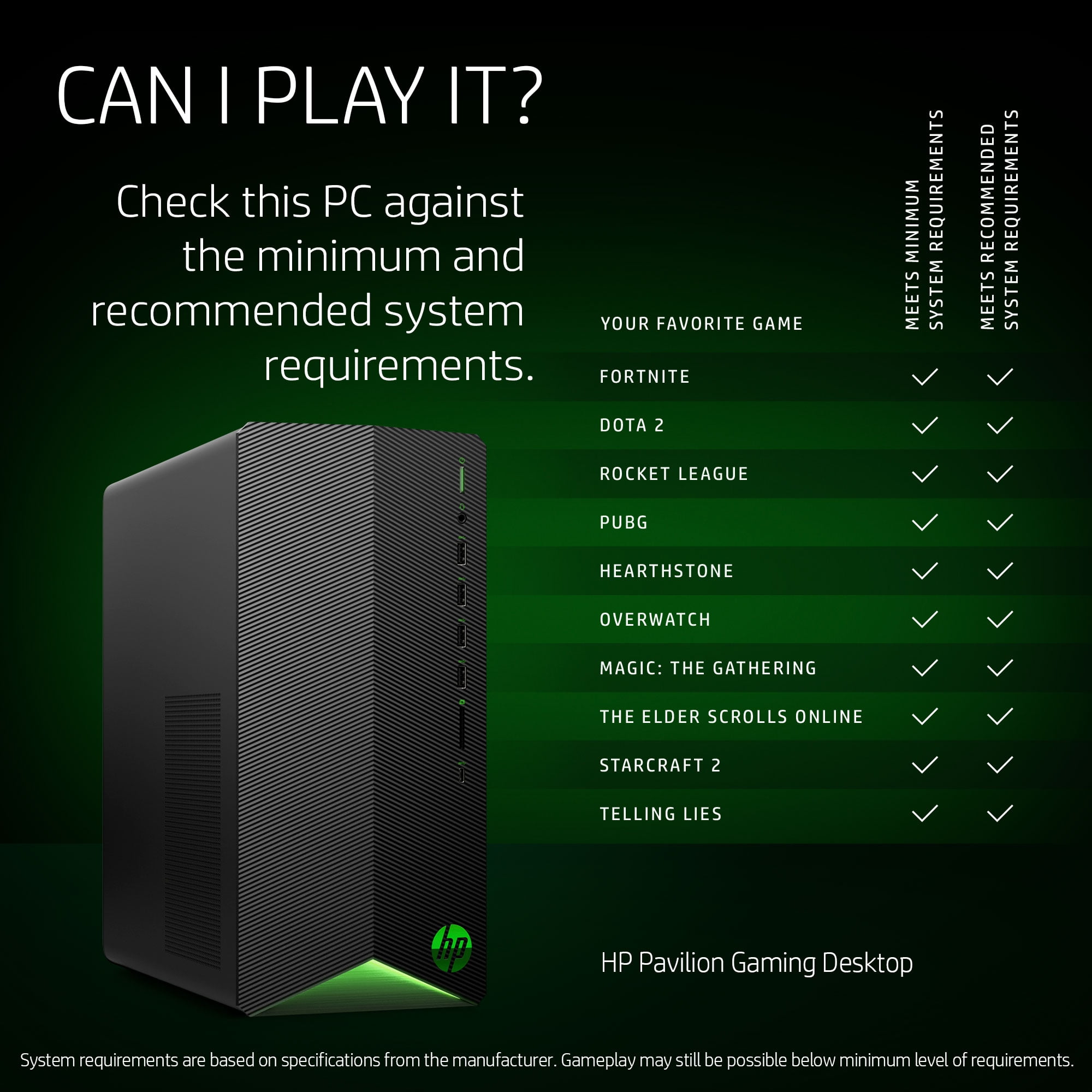 HP Gaming R5 RX 5500 Gaming Desktop, AMD Ryzen 5-5600G, AMD Radeon RX 5500, 8GB RAM, 256GB SSD, Black, Windows 10, TG01-2003w