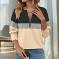 thumbnail image 2 of Makaor Sweatshirt Women Plus Size Zip Mock Neck Tops Lightweight Long Sleeve Pullover Color Block Casual Fall Clothes, 2 of 3