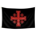 thumbnail image 1 of Bandera roja de Jerusalén, cruz de los cruzados, 90 x 150 cm, poliéster, 1 of 3