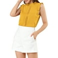 thumbnail image 5 of INSPIRE CHIC Women's Sleeveless Blouse Ruffled Pleated Wear-to-Work Chic Blouse XL Yellow, 5 of 7