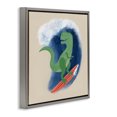 thumbnail image 3 of Stupell Industries Modern Surfing Dino T-Rex Gray Floating Frame Canvas Art, 25 x 25, by Carrie Cantwell, 3 of 8