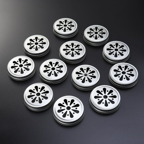 GOOHOCHY 12PCS Perforated Tinplate Glass Bottle Cover Multipurpose Glass Sealing Cap(Silver)