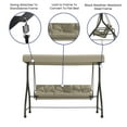 thumbnail image 3 of Flash Furniture Tellis 3-Seat Outdoor Steel Converting Patio Swing Canopy Hammock with Cushions / Outdoor Swing Bed (Tan), 3 of 15
