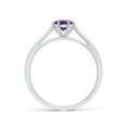 thumbnail image 2 of ANGARA Natural Tapered Shank Amethyst Solitaire Ring with Diamonds in 925 Sterling Silver for Women (Size-5mm) | February Birthstone, Anniversary, Jewelry Gift for Women | Natural Amethyst Ring, 2 of 8