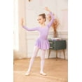 thumbnail image 6 of Oudiya Girls Ballet Dance Dress Long Sleeve Criss Cross Back Skirted Leotard Dancewear Purple for 8-9Y, 6 of 10