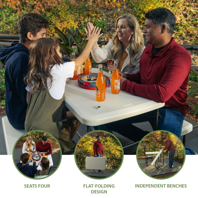 Lifetime Folding Polyethylene Picnic Table with Benches, 80373