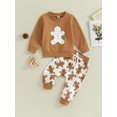 thumbnail image 3 of Elippeo Toddler Boys Christmas Outfits 6M 12M 18M 24M 3Y Gingerbread Man Print Long Sleeve Sweatshirts and Long Pants 2Pcs Fall Clothes Set, 3 of 10
