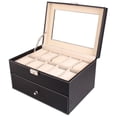 thumbnail image 3 of SalonMore Large 20 Slots Leather Men Watch Storage Box Display Case Organizer Glass Top, 3 of 6