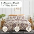 thumbnail image 2 of Southshore Fine Living, Inc. Persia Collection Oversized King Quilt Bedding Set, 3-Piece with King/Cal King Size Quilt and 2 Matching Shams, Persian Rug Style Print, King Size Bedspread, Purple, 2 of 9