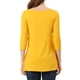 thumbnail image 3 of INSPIRAR CHIC Blusas de Mujer Cuello Redondo Manga 3/4 Decoración de Botones Dobladillo Irregular Estilo Casual XS Amarillo, 3 of 7