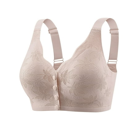Gnurob Daisy Bras for Women Front Closure Bralette Plus Size Seamless No Underwire Brassiere Hide Back Fat Bra Comfort Snap Closing lingerie Everyday Wear Clearance Saving Gray X-Large