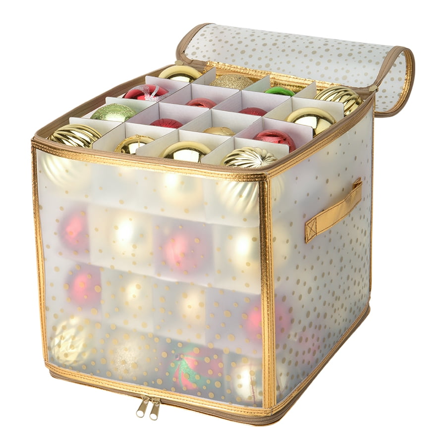 Simplify 64Count Christmas and Holiday Ornament Organizer in Gold