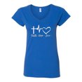 thumbnail image 2 of Wild Bobby, Faith.Hope.Love Heart Beat, Inspirational/Christian, Women Standard V-Neck Tee, Royal, Large, 2 of 4