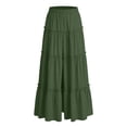 thumbnail image 4 of QATAINLAV Maxi Skirt for Women Summer Boho Elastic High Waist A-Line Flowy Ruffle Side Split Tiered Beach Skirts with Pockets Army Green XXL, 4 of 5