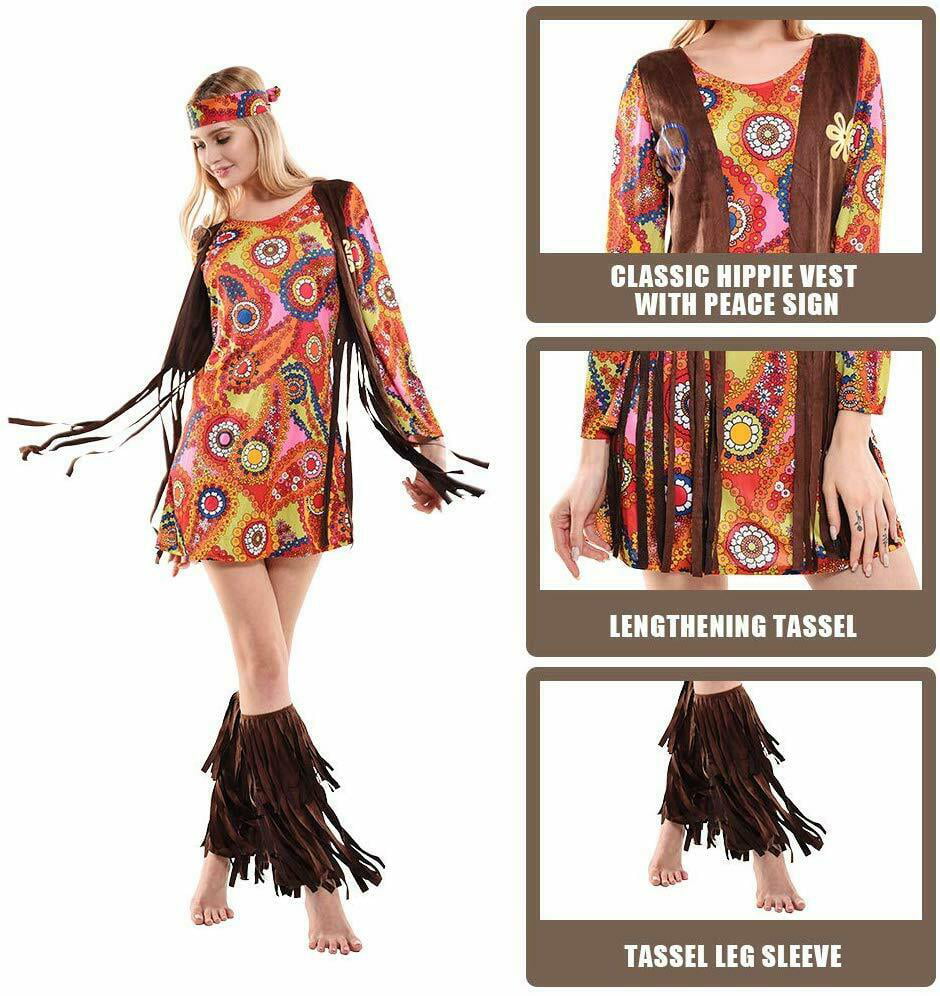 Glow Groovy 60's Dress Adult Costume - GYPSY TREASURE - COSTUMES & COSMETICS