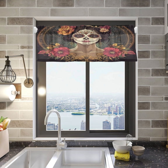 BZSMCE Alance Curtains White Face Women Design Modern Style Pattern Window Curtain Valance 52W" x 18L" for Kitchen Living Room Bedroom