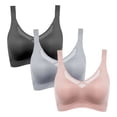 thumbnail image 2 of OGLCCG 3 Pack Bras for Women No Underwire Wide Straps Seamless Wireless Push Up Bra Mesh Cross Full Coverage Supportive Bralette,XL,Gray 3, 2 of 8