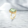 thumbnail image 4 of Gem Stone King 18K Yellow Gold Plated Silver Green Prasiolite Ring for Women (6.66 Cttw, Emerald Cut 14x10MM, Gemstone Birthstone, Size 8), 4 of 4