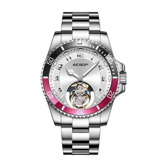 AESOP Flying Tourbillon Mechanical Wristwatch for Men Skeleton Sapphire Clock Stainless Steel 5Bar Waterproof Male Watches 2025A