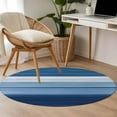 thumbnail image 5 of 3ft Round Rug, Blue Ombre Stripe Non-Skid Rubber Backing Large Area Rugs - Living Room Bedroom Home Office, Farmhouse Striped Modern Abstract Art Indoor Floor Mat Carpets Washable Rug, 5 of 9