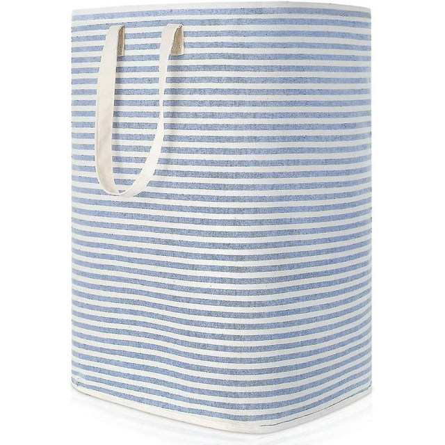 72l Waterproof Collapsible Fabric Dirty Laundry Hamper With Large Capacity, Blue