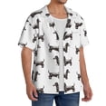 thumbnail image 2 of Balery Dachshund Dog Puppy Camisa Casual de Manga Corta con Botones para Hombre, Texturizada, Estilo Cubano, para Playa, Verano-Small, 2 of 5