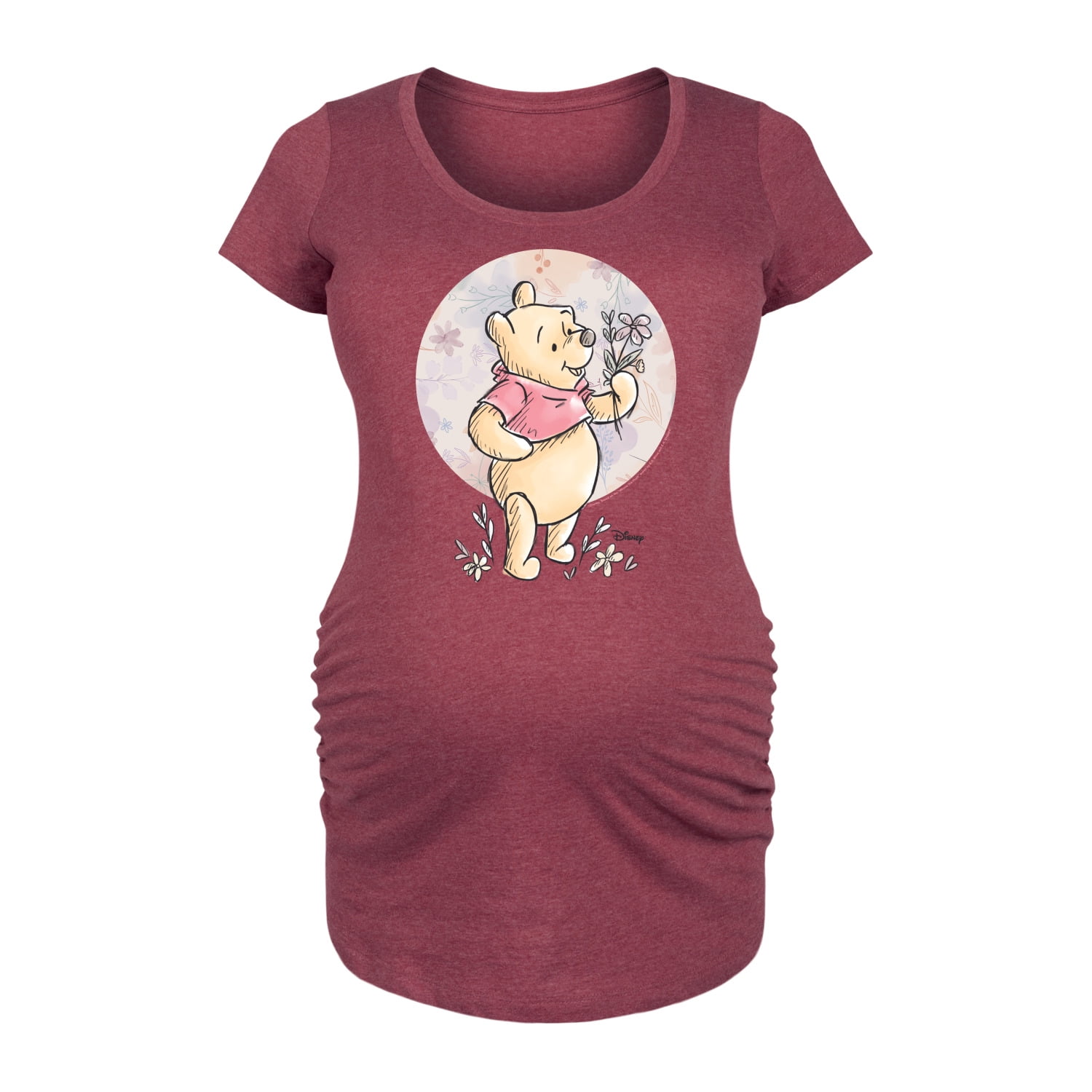 Winnie the Pooh - Floral Circle Pooh - Women's Maternity Scoop Neck Graphic T-Shirt