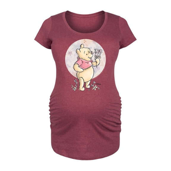 Winnie the Pooh - Floral Circle Pooh - Women's Maternity Scoop Neck Graphic T-Shirt