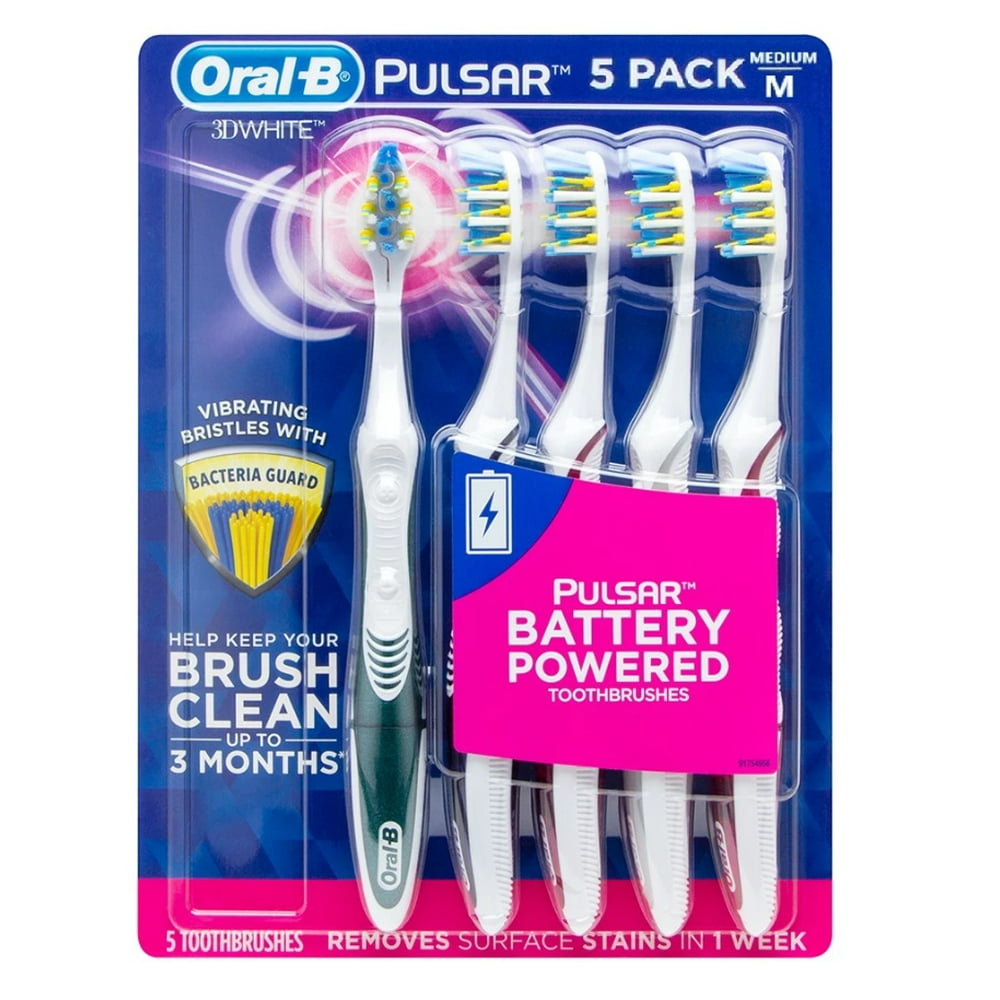 OralB Pulsar 3D White Vibrating Bristles Battery Power Toothbrush