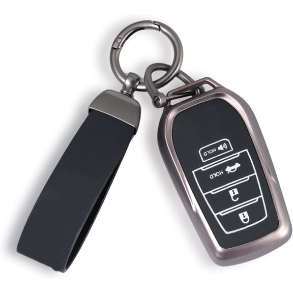 Key Fob Cover Compatible with Toyota Camry Corolla Crown Tacoma Tundra Prius Venza Sequoia Grand Highlander RAV4 Prime Mirai Smart 2022-2026 4 Button Keychain Case Holder Protector,Black