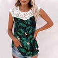 thumbnail image 2 of Camiseta sin mangas de encaje con estampado de mujer Camiseta sin mangas de empalme de cuello redondo Camiseta ligera y cómoda delgada OAVQHLG3B Store  lin121212, 2 of 5