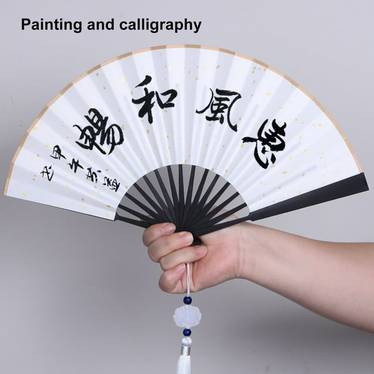 Farfi Folding Fan Elegant DIY Lightweight 5/6 Inches Chinese Style Hand  Painting Blank Paper Fan Photography Prop (Light Blue,6inch)