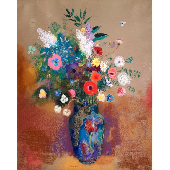 Bouquet of Flowers by Odilon Redon - 12" x 18" Art Print Wall Decor