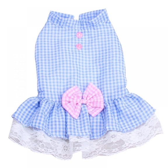 GOODLY Dog Retro Lattice Skirt Princess Dress Dog Puppy Cute Wedding Party Dress Skirt Lace Bow Flower Dress Bride Costume Dress for Small Dog Cat Puppy Pet Apparel