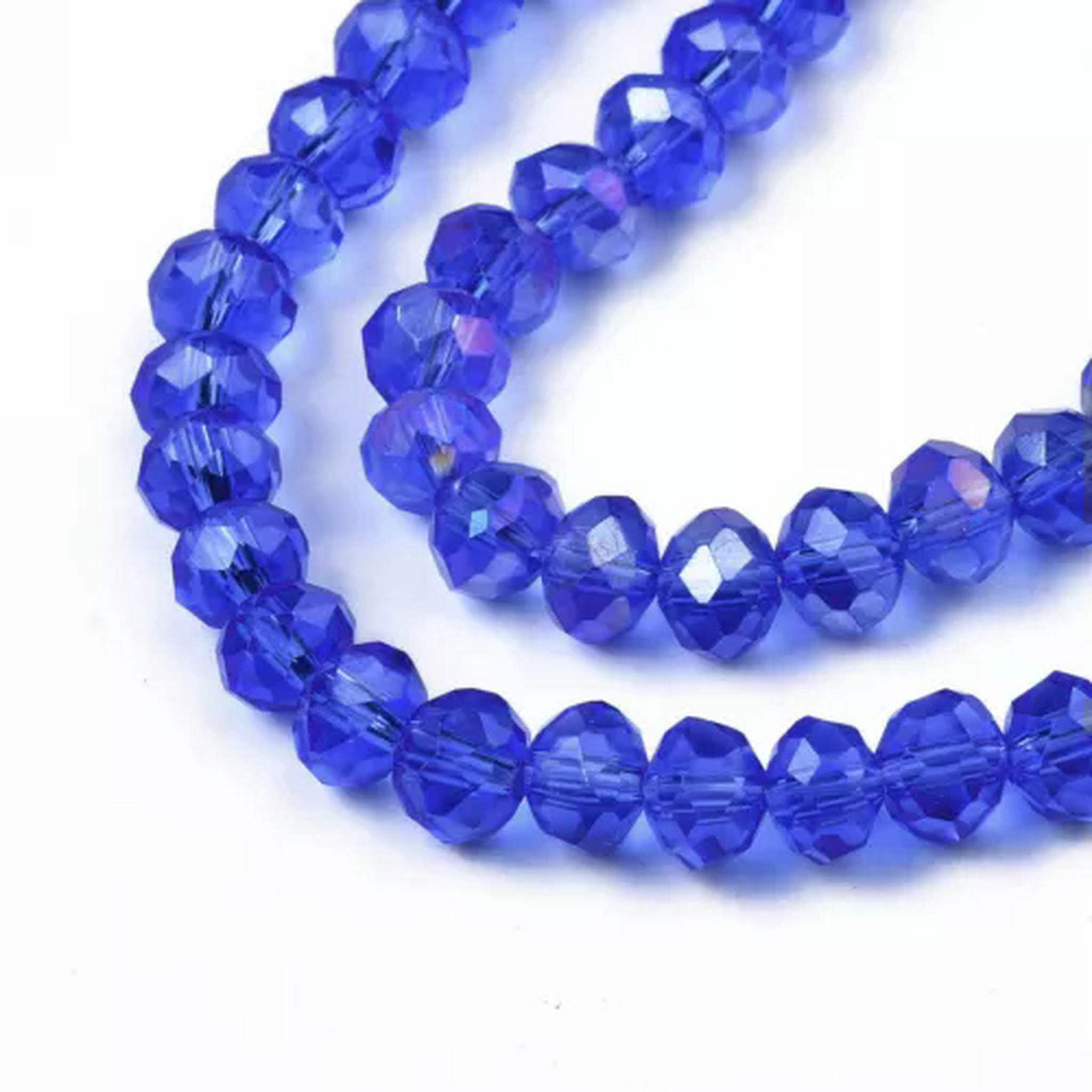 U8MO 10Strds Crystal Glass Beads Rondelle Faceted Tiny Loose Bead Beading Craft 6x4mm-Blue 02 AB
