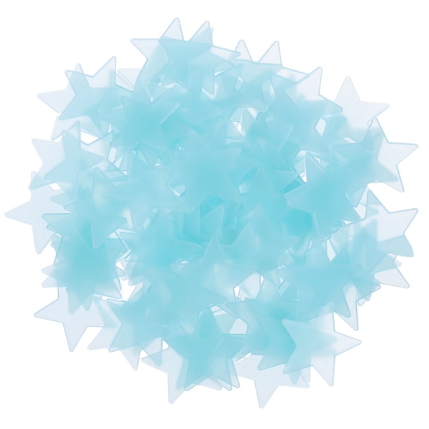 Uxcell 100pcs Estrellas que Brillan en la Oscuridad Calcomanías de Pared Plásticas Fluorescentes Adhesivas, Azul