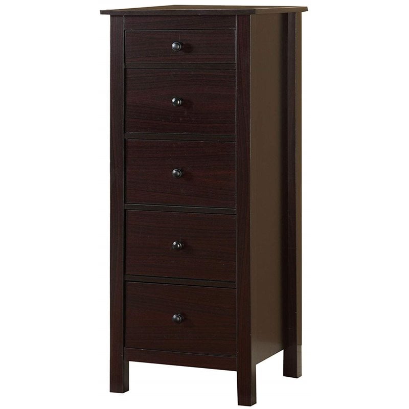 Bowery Hill 5 Drawer Lingerie Dresser Chest in Espresso