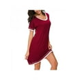 thumbnail image 2 of Women Sexy Pajamas Cotton Solid Color Round Neck Short Sleeve Nightdress Clothing, 2 of 6